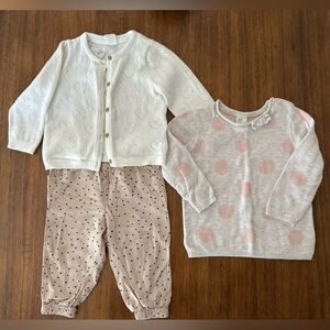H&M 3 piece baby sweaters and pants 6-9M